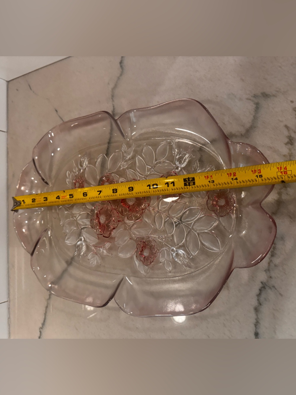 Pink Glass Floral Serving Tray Set - Picture 10 of 15